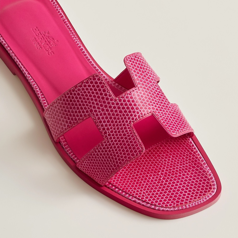 HP🎉RARE PINK LIZARD HERMÈS ORAN SANDALS - Picture 5 of 15